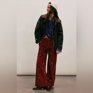 We The Free Clifton Cord Wide-Leg Jeans Size 24 in Deer Darlin NWT